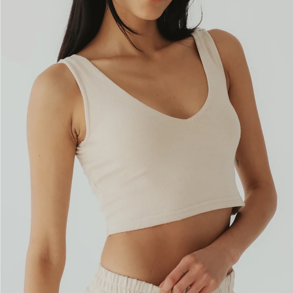 NEW With Tags Klassy Network Knit Lounge Crop Brami in Sand